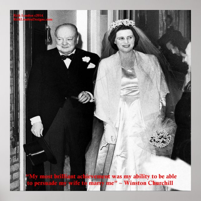 Póster Churchill y Poster de citas matrimoniales famosas (Frente)