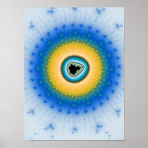 Póster Cian Eléctrico y Mandelbrot Brillante Amarillo Sol