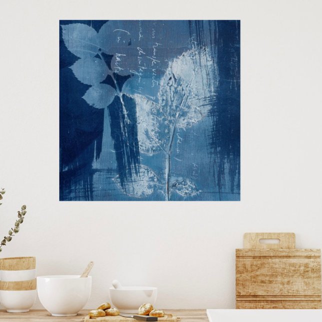 Póster Cianotipo de grifo azul abstracto contemporáneo (Subido por el creador)