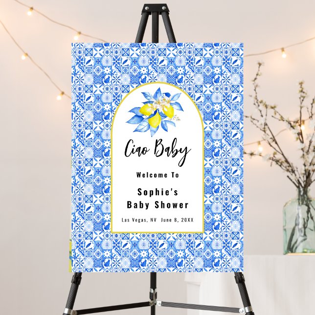 Póster Ciao Baby, Blue Tiles And Lemons Baby Welcome Sign (Subido por el creador)