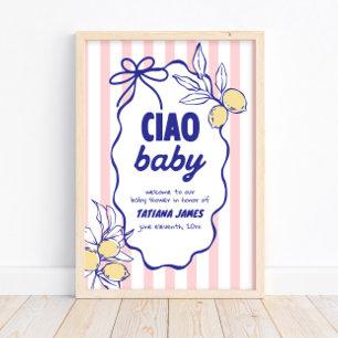 Póster CIAO BABY Lemon Mediterranean Amalfi Baby Shower
