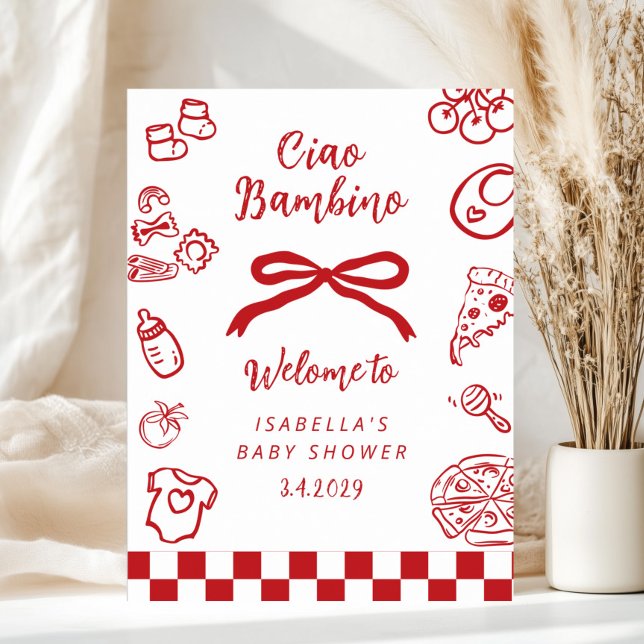 Póster Ciao Bambino Whimsical Pizza Baby Shower Welcome (Subido por el creador)