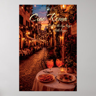 Póster Ciao Roma Trastevere Noche Café Aperol Escénico Ar