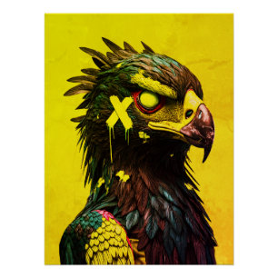 Póster Ciberáguila fuerte con acentos de neón contemporán