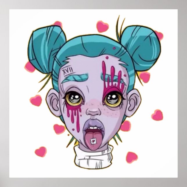 Póster ciberpunk art, cyberpunk, chica de club, fiesta (Frente)