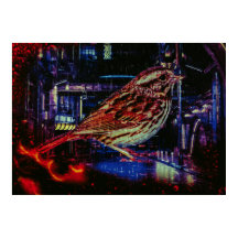 Ciberpunk Sparrow en Neon Cityscape