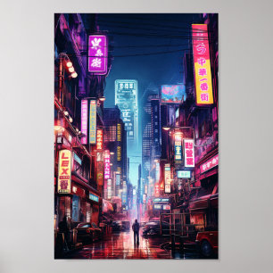 Póster Ciberpunk Tokyo Street Neon Light