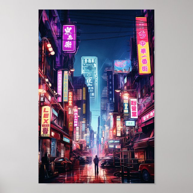 Póster Ciberpunk Tokyo Street Neon Light (Frente)