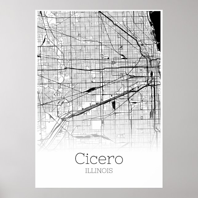 Póster Cicero Map - Illinois - City Map Poster (Frente)