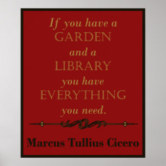 Póster Cicero - Poster de citas de jardines y bibliotecas