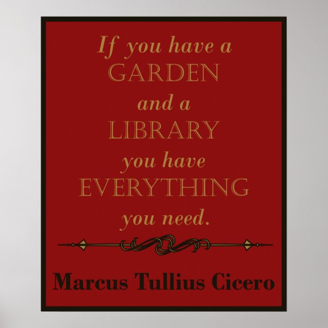 Póster Cicero - Poster de citas de jardines y bibliotecas (Frente)