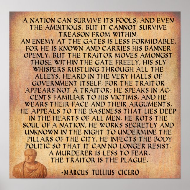 PÓSTER CICERO QUOTE - NATION CANNOT SURVIVE TREASON (Frente)