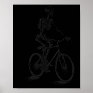 Póster Ciclismo Asustado Halloween Skeleton Biker