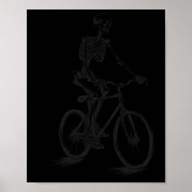 Póster Ciclismo Asustado Halloween Skeleton Biker (Frente)