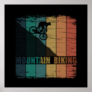 Póster Ciclismo de montaña bajada MTB vintage