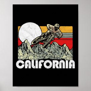 Póster Ciclismo de Montaña California Vintage Retro Vibra