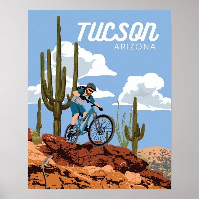 Póster Ciclismo de montaña de 20"x16" (Frente)