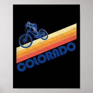 Póster Ciclismo de montaña de estilo retro de Colorado añ