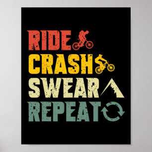 Póster Ciclismo de Montaña Divertido Paseo Choque Jurar R