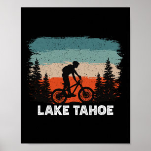 Póster Ciclismo de montaña en Lake Tahoe al atardecer Ret