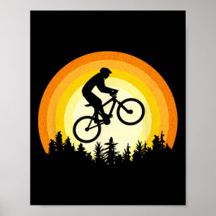 Póster Ciclismo de Montaña Mtb Ciclista Retro Hombres Muj