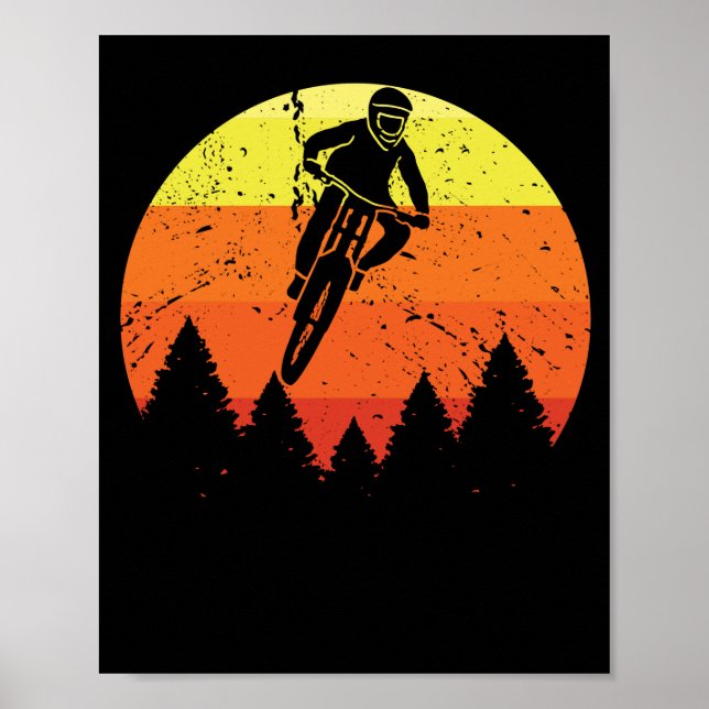 Póster Ciclismo de montaña Sunset para descenso del terre (Frente)