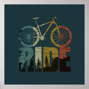 Póster ciclismo de montaña vintage