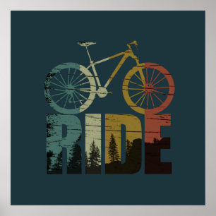 Póster ciclismo de montaña vintage