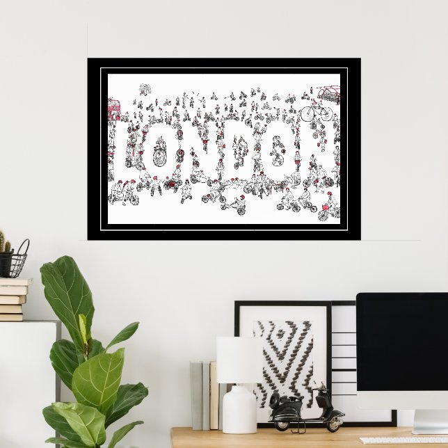 Póster Ciclismo en bicicleta por Londres Line Art (Oficina en casa)