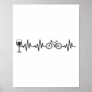 Póster Ciclismo Latido del Corazón Vino Ciclismo de Monta
