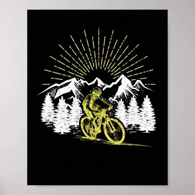 Póster Ciclismo MTB divertido en bicicleta de montaña (Frente)