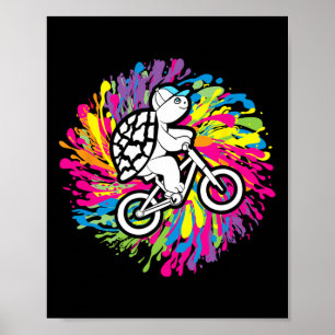 Póster Ciclismo Mtb Tortuga Amante Del Ciclismo De Montañ