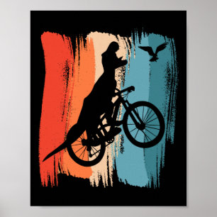 Póster Ciclismo T-rex Dinosaurio Montaña Bicicleta Dino M
