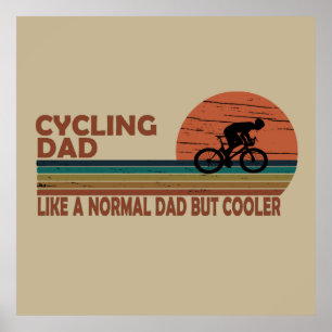 Póster ciclista a papá como un padre normal pero más fres