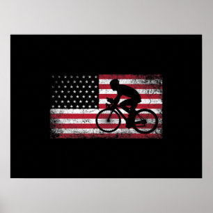Póster Ciclista Ciclista Bicicleta Bandera Americana 4 de