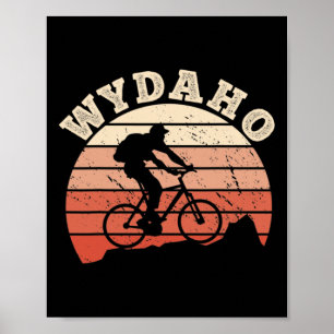 Póster Ciclista de montaña de Wydaho Wyoming Idaho