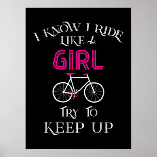 Póster Ciclista femenina Chica ciclista en bicicleta