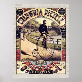 Póster Ciclista Vintage en bicicleta de Columbia