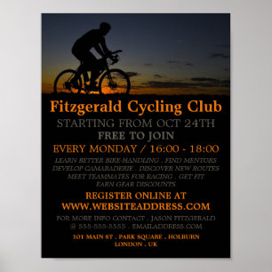 Póster Ciclistas de noche, publicidad en los clubes de ci