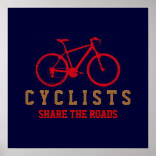 Póster ciclistas de respeto, pedaleo