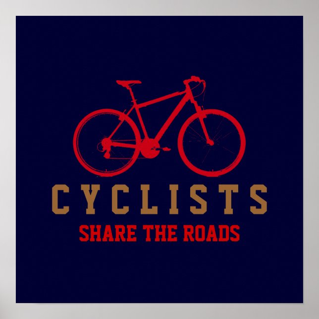 Póster ciclistas de respeto, pedaleo (Frente)