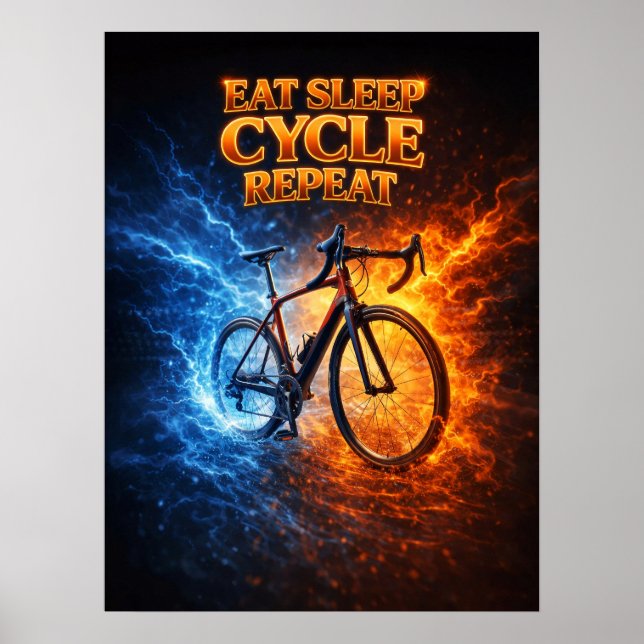 Póster Ciclo de comer dormir Retro (Frente)