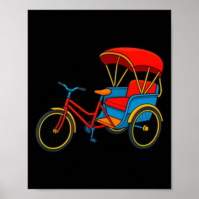 Póster Ciclo Rickshaw de Taxi en Bicicleta Premium Tri-bl (Frente)
