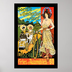 Póster Ciclos de distorsión y automóviles