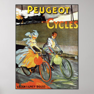 Póster Ciclos de Peugeot - poster de la bicicleta del