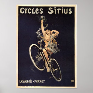 Póster Ciclos Sirius, Francia, Poster de bicicletas de ép