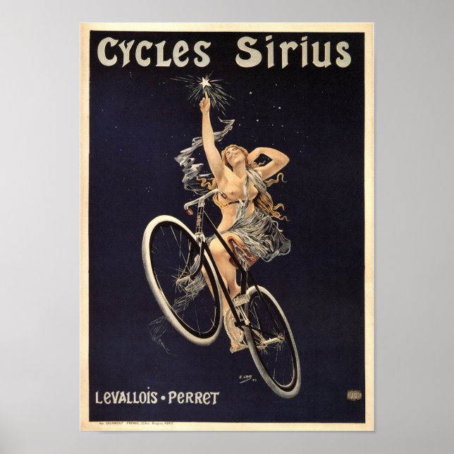Póster Ciclos Sirius, Francia, Poster de bicicletas de ép (Frente)
