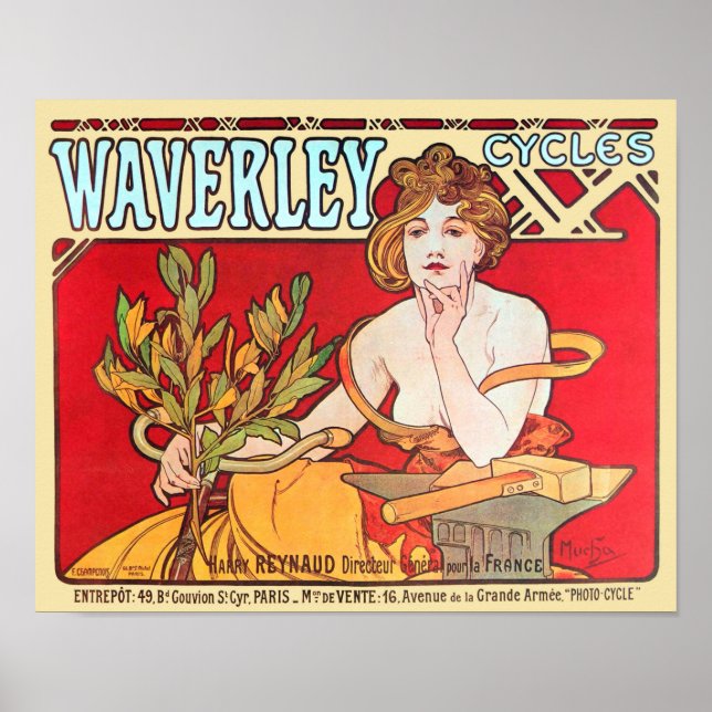 Póster Ciclos Waverley, Mucha (Frente)