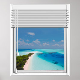 Póster Ciegas de ventanas falsas con vistas al mar tropic