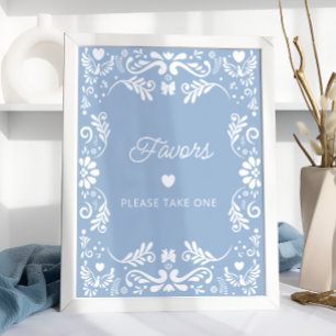 Póster Cielito Lindo Baby Shower azul mexicano